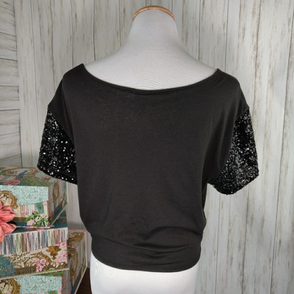 VS PINK cropped tie waist sequin top d44 - Picture 4 of 8